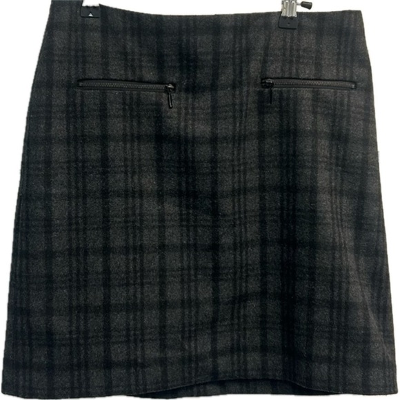 KATHERINE BARCLAY Montreal Gray Black Wool Plaid Pencil Skirt Zipper Pockets - Picture 1 of 8